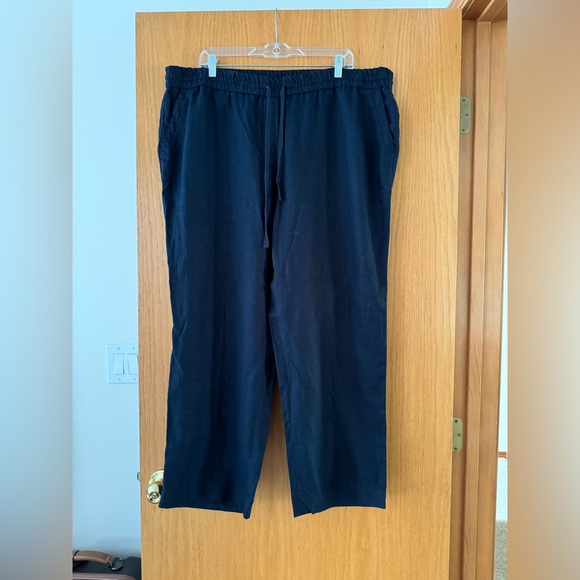 Talbots Washed Linen Wide Leg Pants Plus Petite 2XP Indigo Blue - Picture 4 of 5